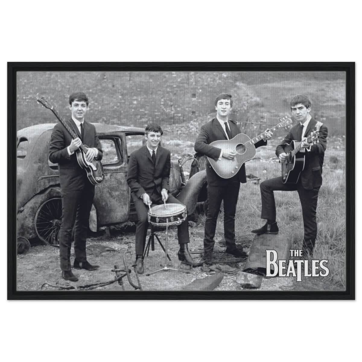 Da Vinci Pop Art wall art print | The Beatles | Rock Music - Framed Canvas - 60x90 cm / 24x36″ - Black frame