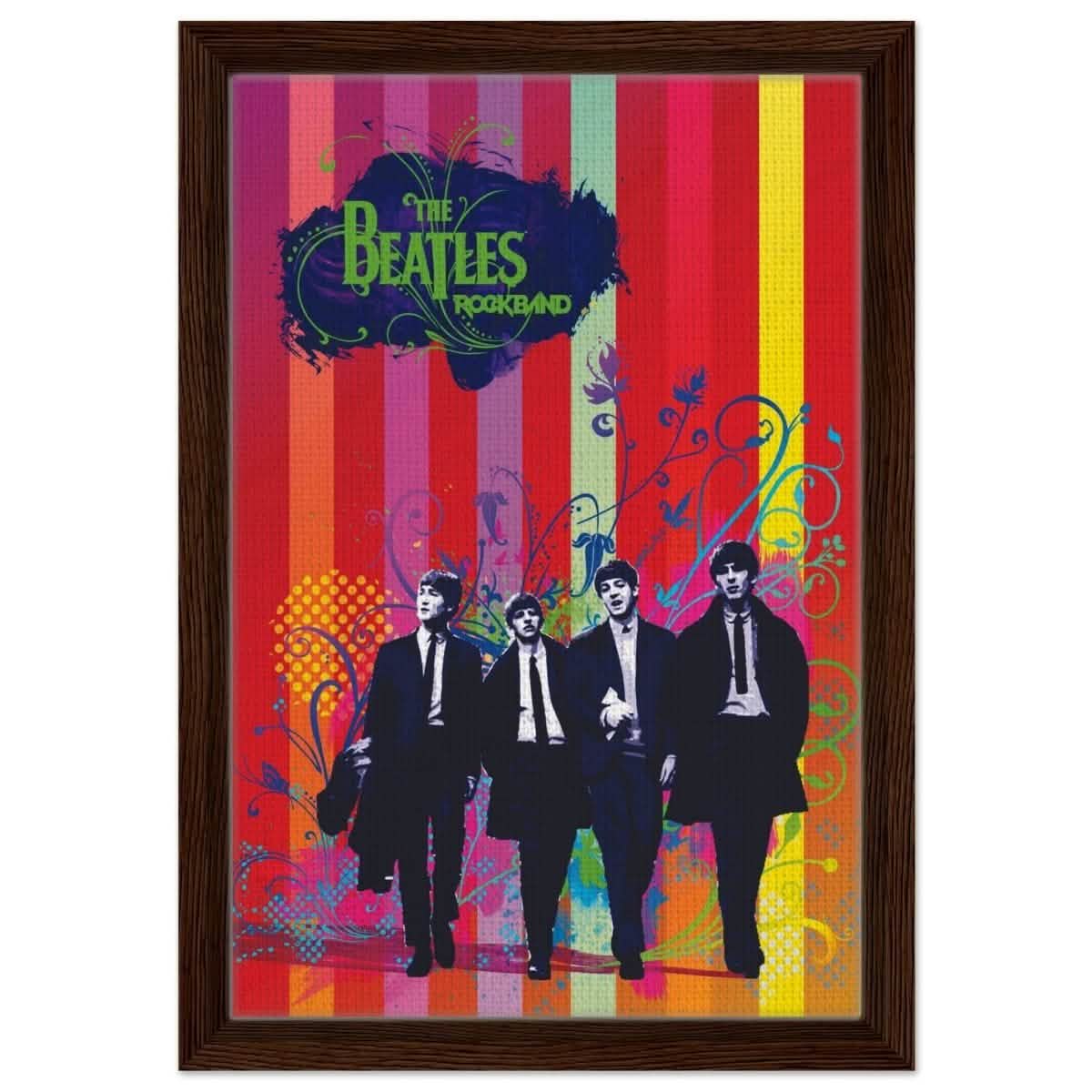 Da Vinci Pop Art wall art print | The Beatles | Rock Music - Framed Canvas - 30x45 cm / 12x18″ - Dark wood frame