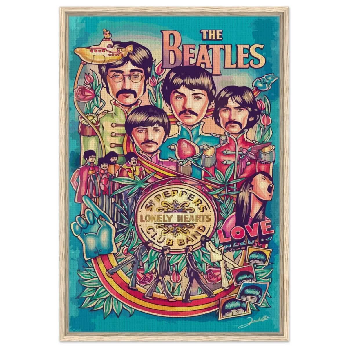 Da Vinci Pop Art wall art print | The Beatles | Rock Music - Framed Canvas - 60x90 cm / 24x36″ - Wood frame