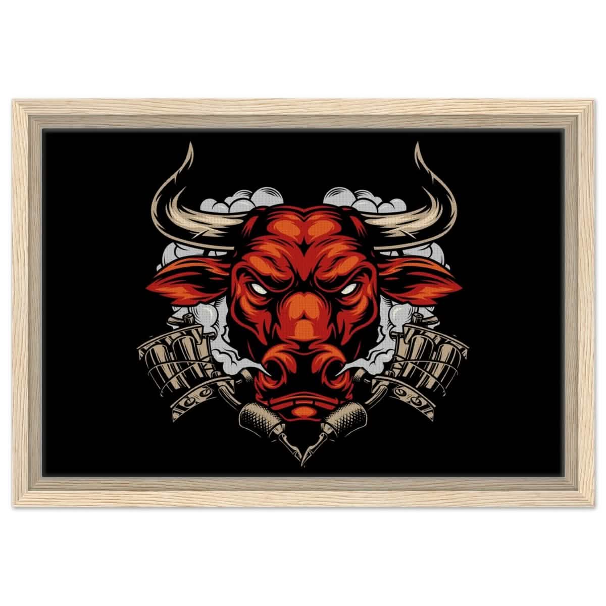 Da Vinci Pop art wall art Print | Urban Bull Blaze - Framed Canvas - 30x45 cm / 12x18″ - Wood frame