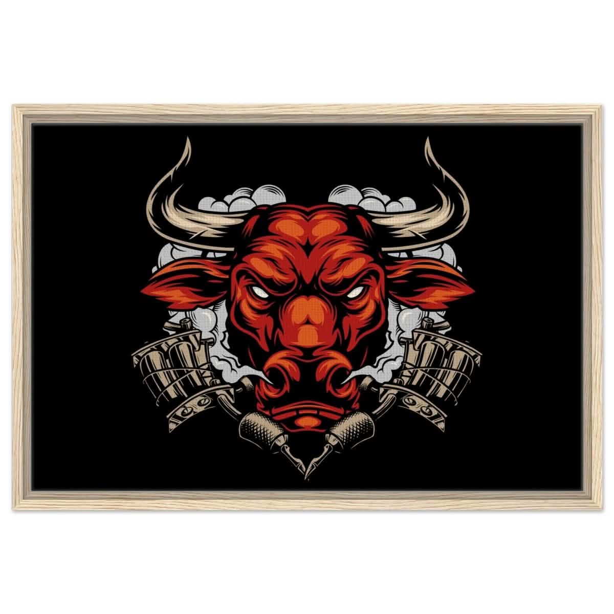 Da Vinci Pop art wall art Print | Urban Bull Blaze - Framed Canvas - 50x75 cm / 20x30″ - Wood frame