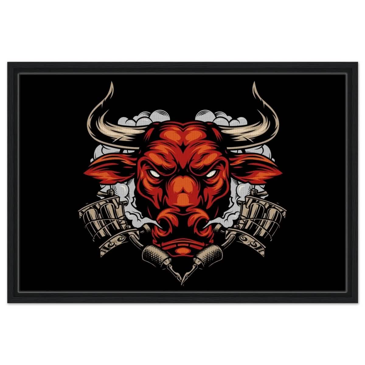 Da Vinci Pop art wall art Print | Urban Bull Blaze - Framed Canvas - 50x75 cm / 20x30″ - Black frame