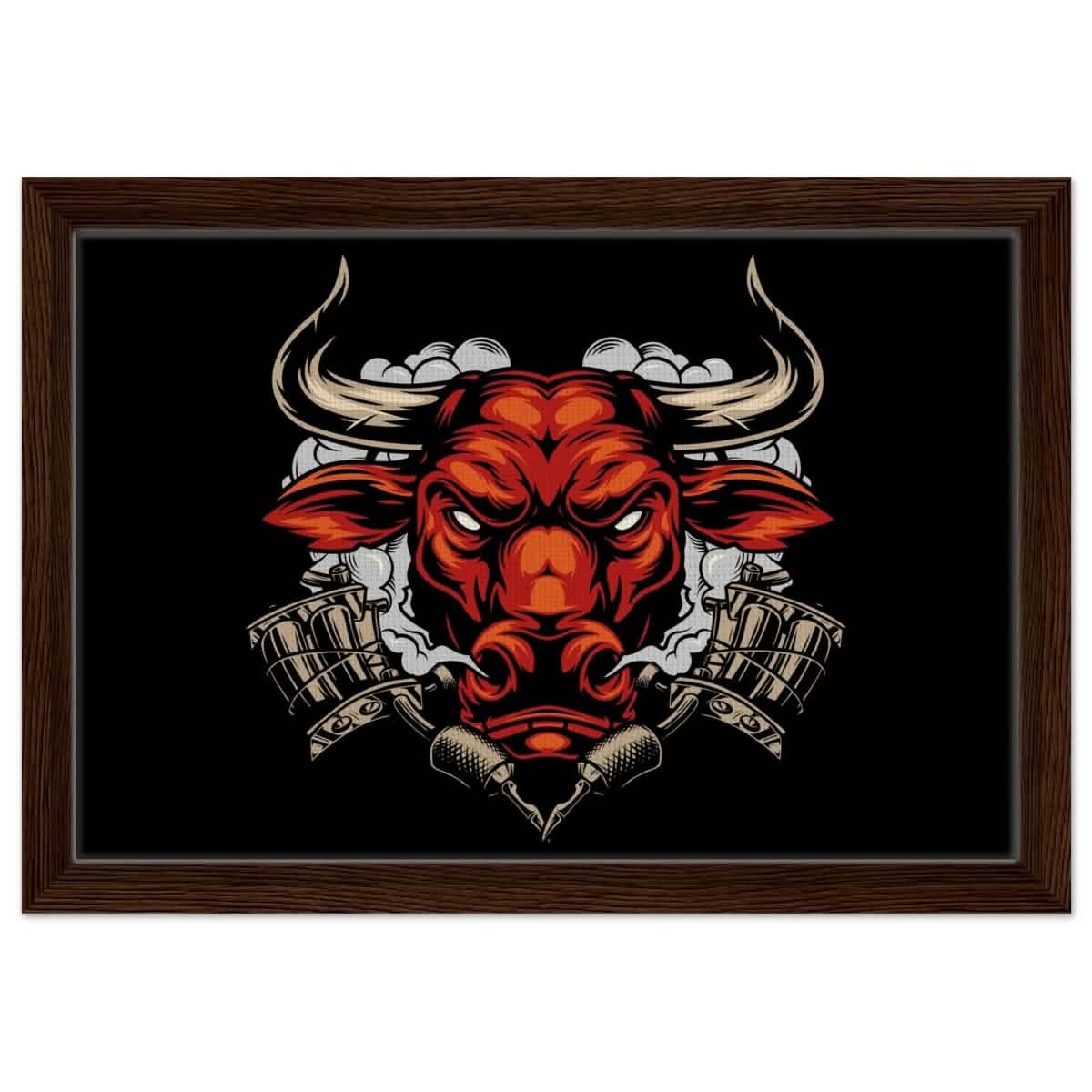 Da Vinci Pop art wall art Print | Urban Bull Blaze - Framed Canvas - 30x45 cm / 12x18″ - Dark wood frame
