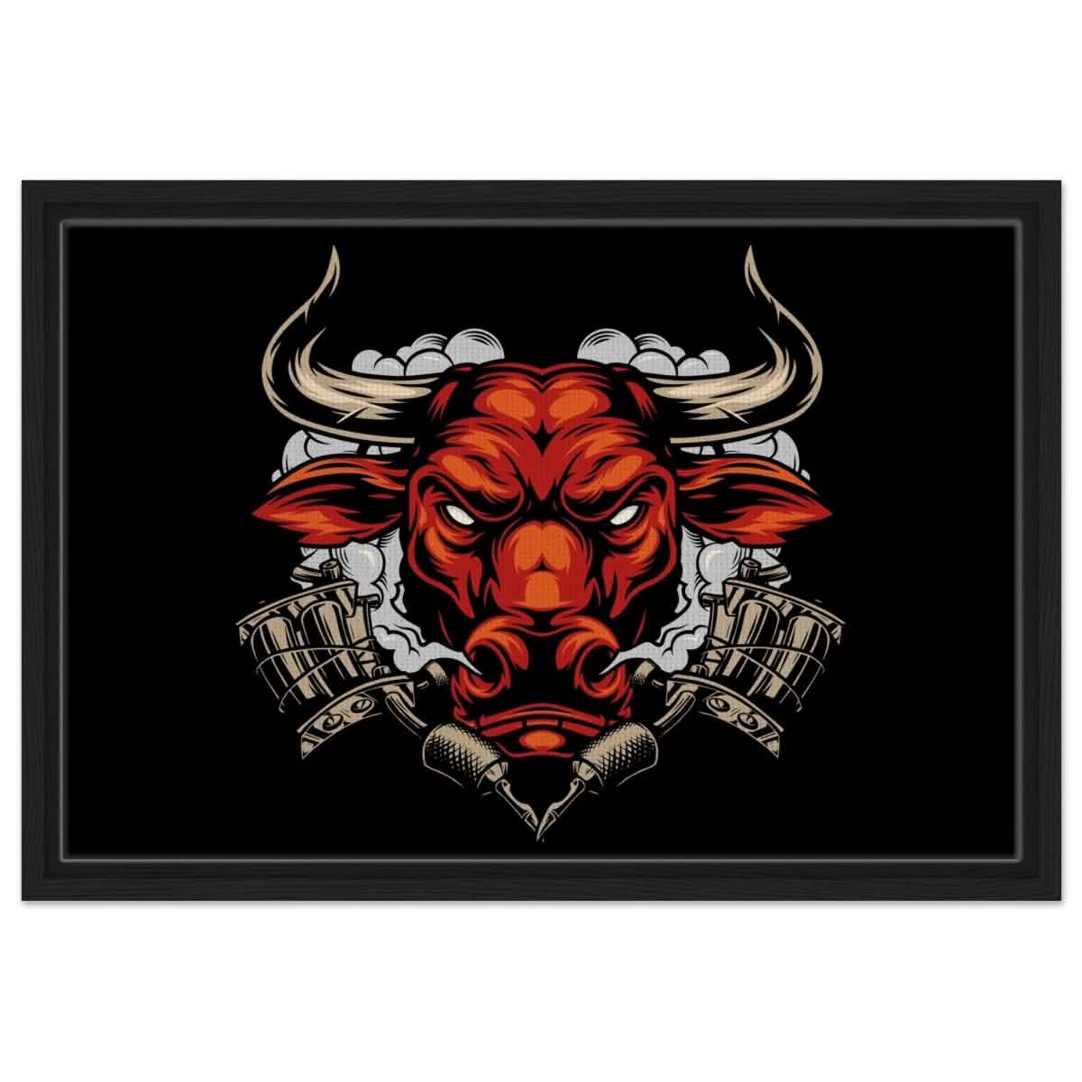 Da Vinci Pop art wall art Print | Urban Bull Blaze - Framed Canvas - 40x60 cm / 16x24″ - Black frame