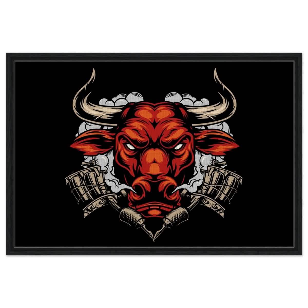 Da Vinci Pop art wall art Print | Urban Bull Blaze - Framed Canvas - 60x90 cm / 24x36″ - Black frame