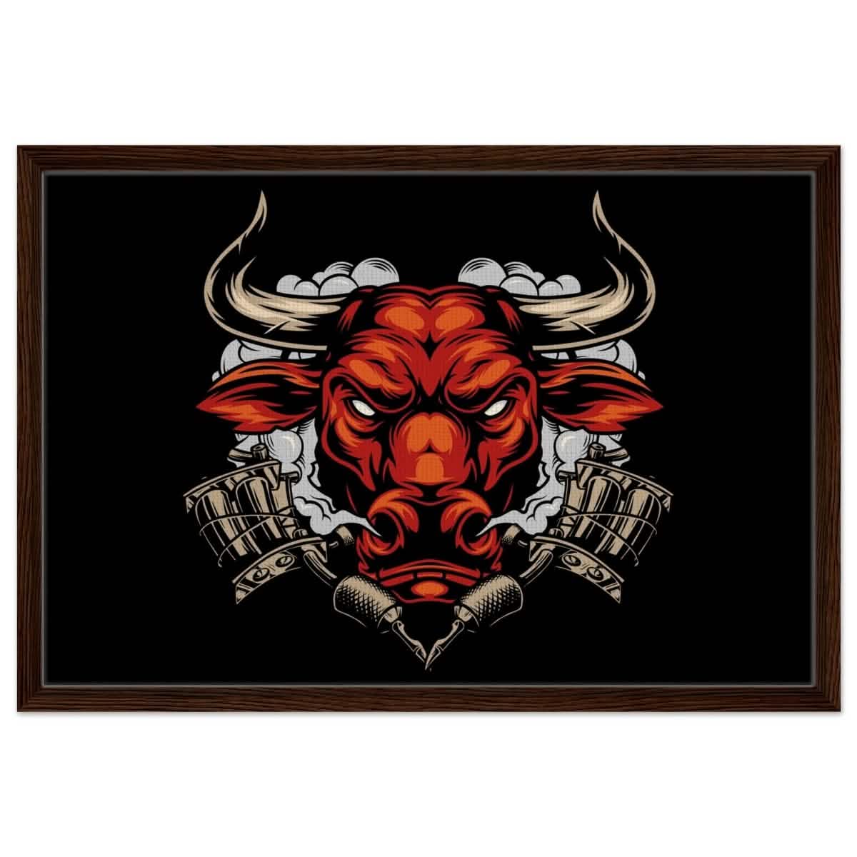 Da Vinci Pop art wall art Print | Urban Bull Blaze - Framed Canvas - 50x75 cm / 20x30″ - Dark wood frame