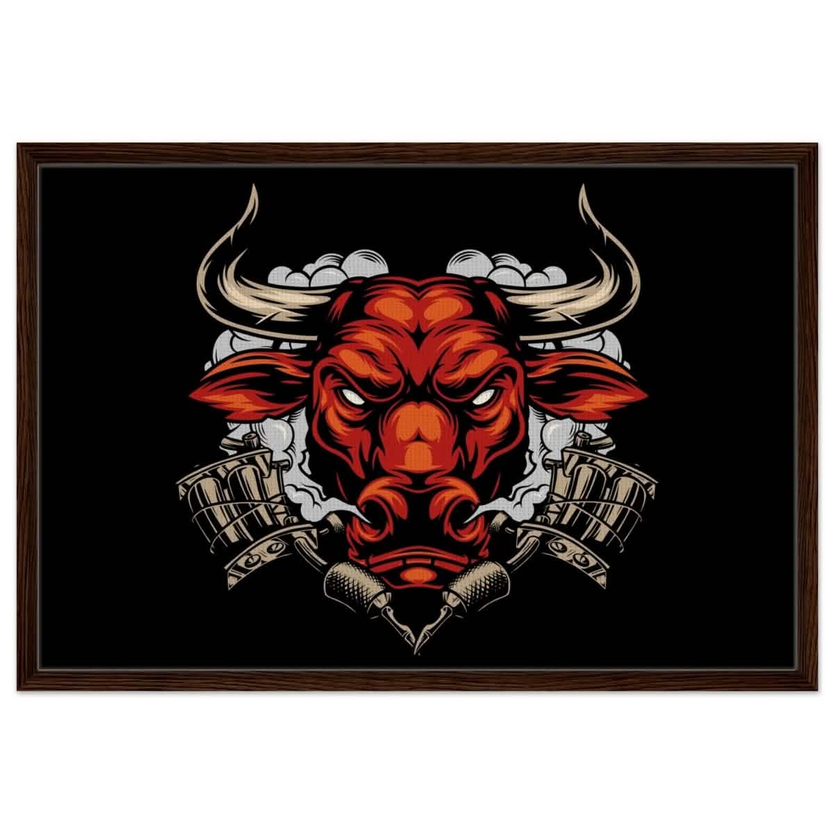 Da Vinci Pop art wall art Print | Urban Bull Blaze - Framed Canvas - 60x90 cm / 24x36″ - Dark wood frame
