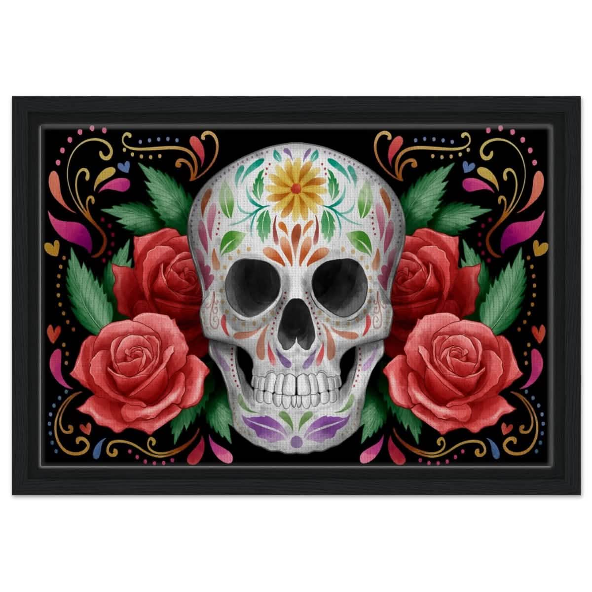 Da Vinci Pop art wall art Print | Vivid Skullscape - Framed Canvas - 30x45 cm / 12x18″ - Black frame