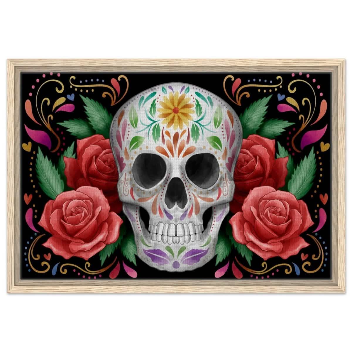 Da Vinci Pop art wall art Print | Vivid Skullscape - Framed Canvas - 40x60 cm / 16x24″ - Wood frame