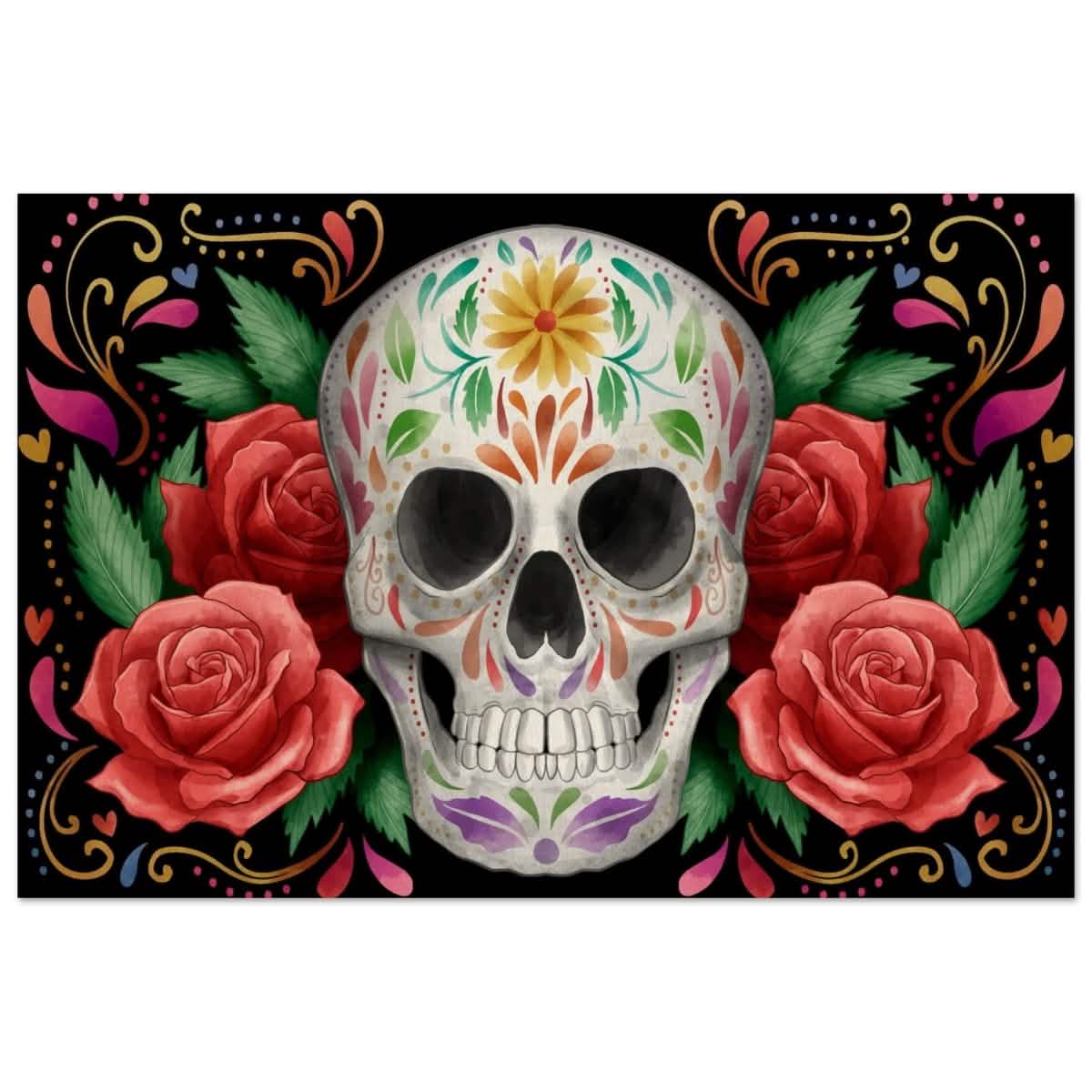 Da Vinci Pop art wall art Print | Vivid Skullscape - Wood Prints - 40x60 cm / 16x24″ -