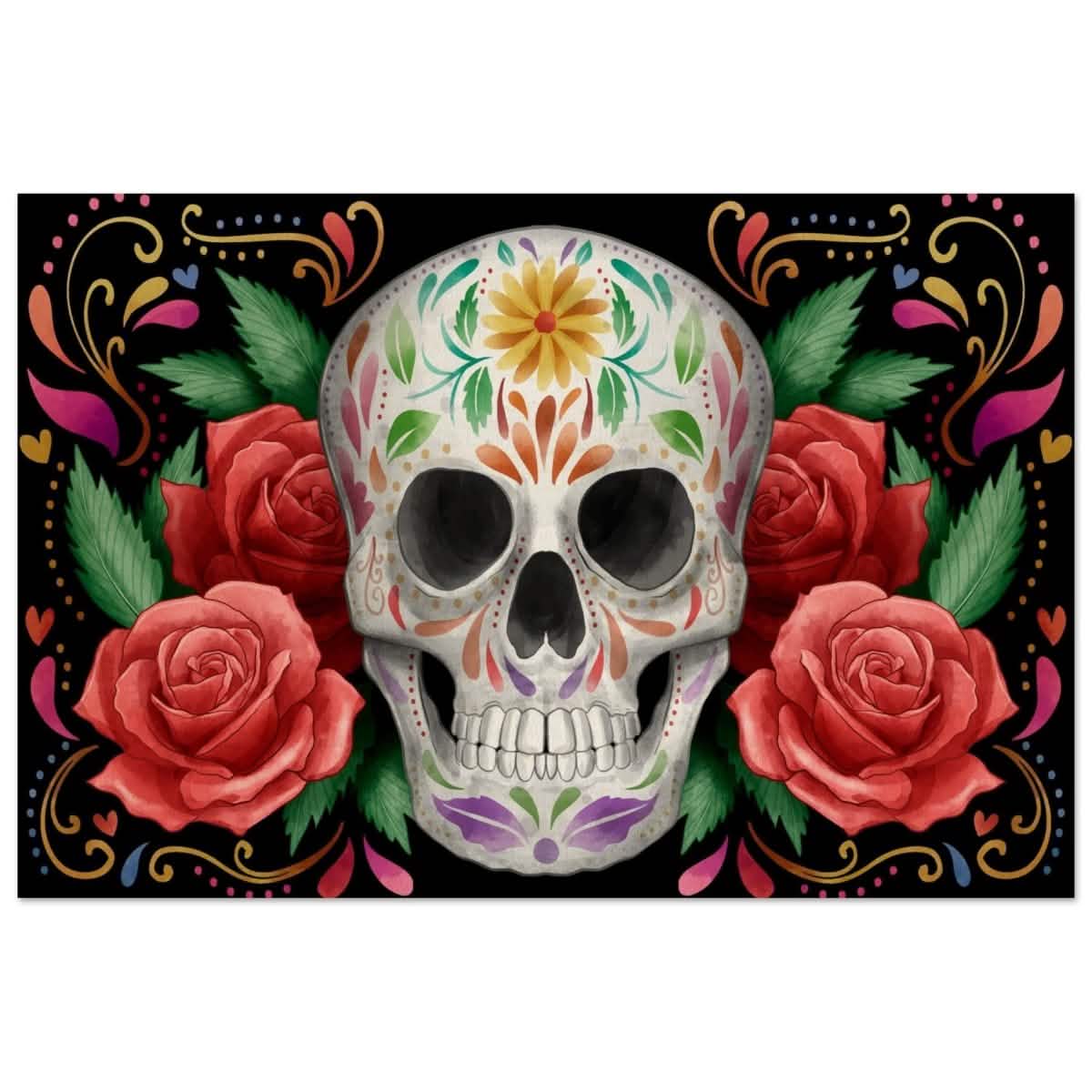 Da Vinci Pop art wall art Print | Vivid Skullscape - Wood Prints - 50x75 cm / 20x30″ -