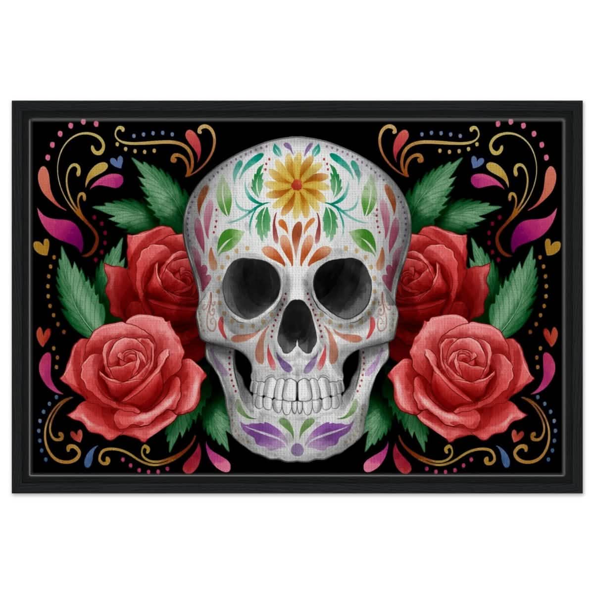 Da Vinci Pop art wall art Print | Vivid Skullscape - Framed Canvas - 50x75 cm / 20x30″ - Black frame