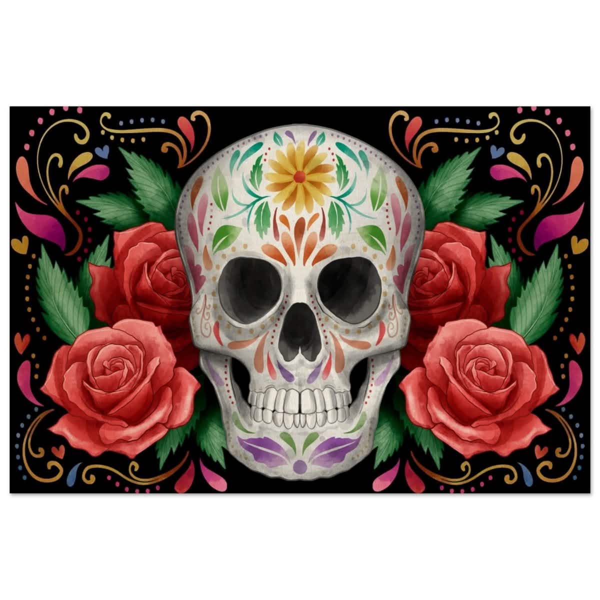 Da Vinci Pop art wall art Print | Vivid Skullscape - Wood Prints - 60x90 cm / 24x36″ -