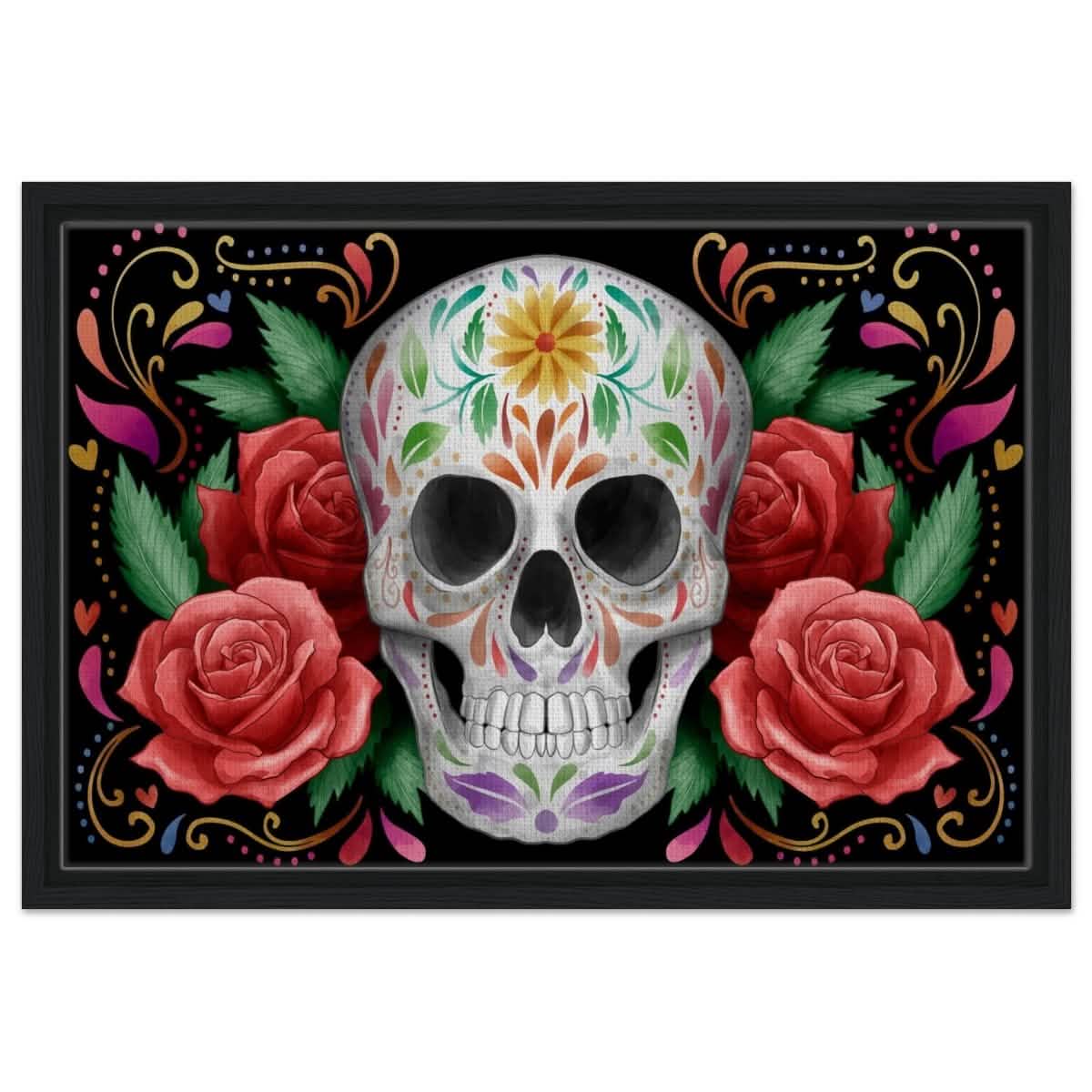 Da Vinci Pop art wall art Print | Vivid Skullscape - Framed Canvas - 40x60 cm / 16x24″ - Black frame