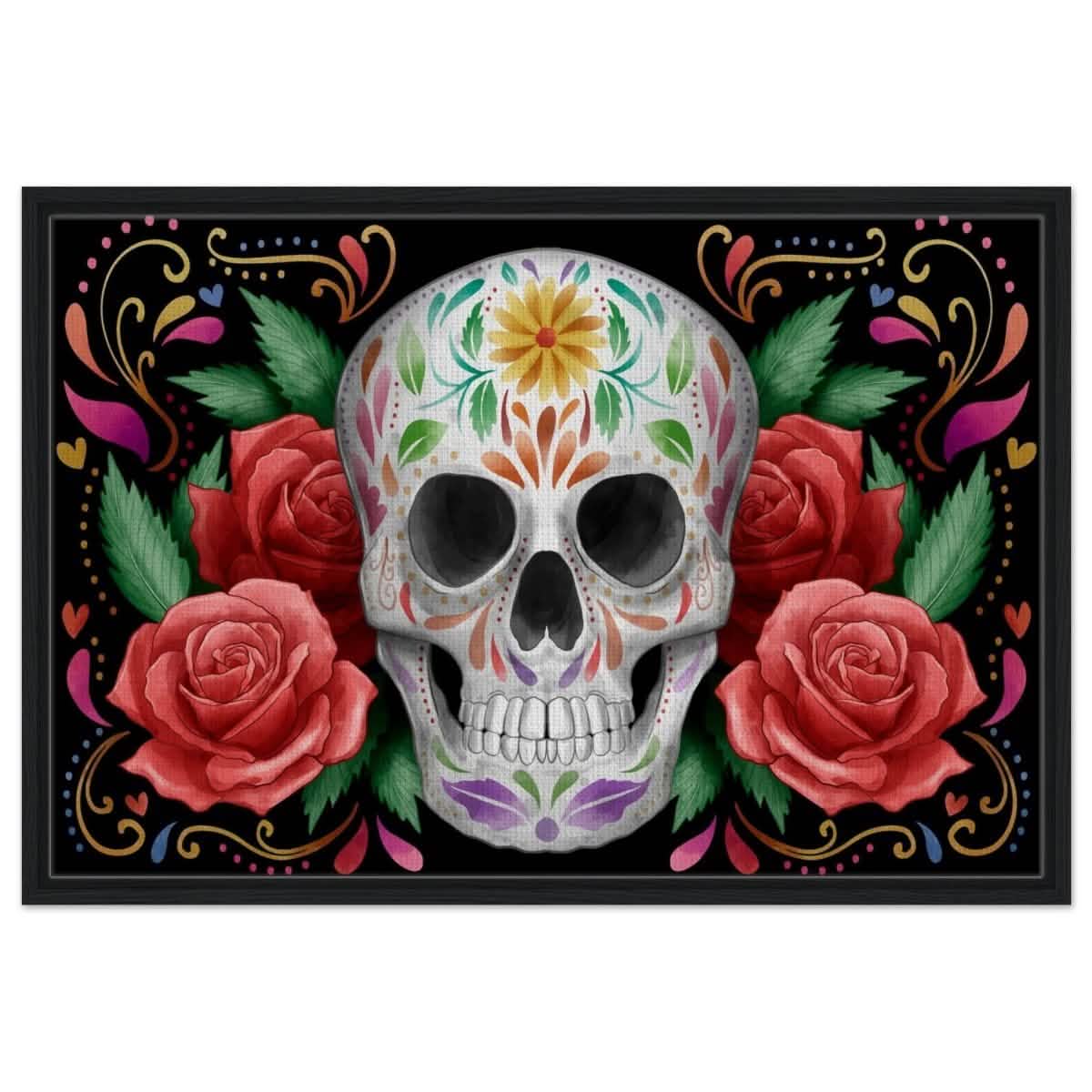 Da Vinci Pop art wall art Print | Vivid Skullscape - Framed Canvas - 60x90 cm / 24x36″ - Black frame