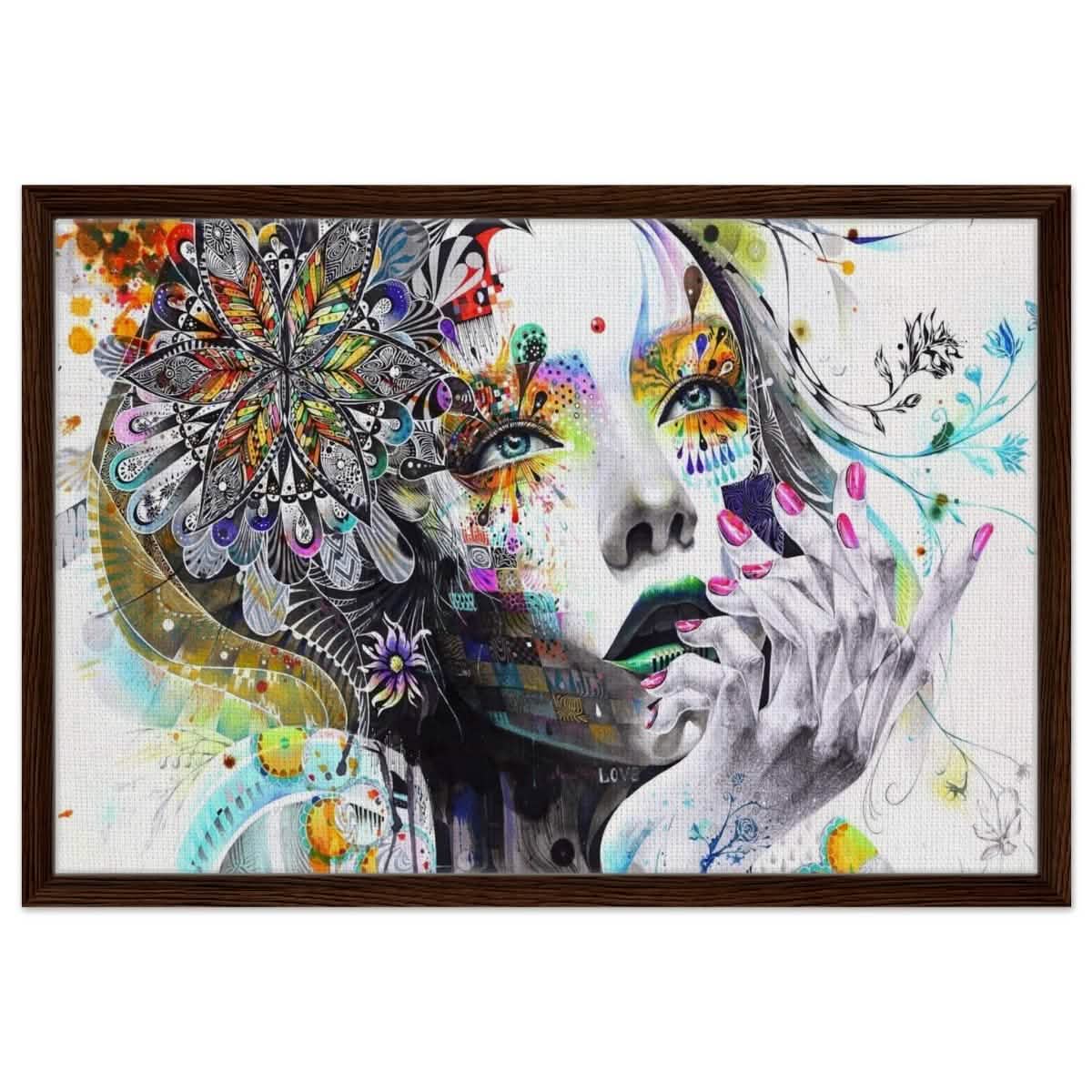 Da Vinci Pop Art wall art print - Framed Canvas - 50x75 cm / 20x30″ - Dark wood frame