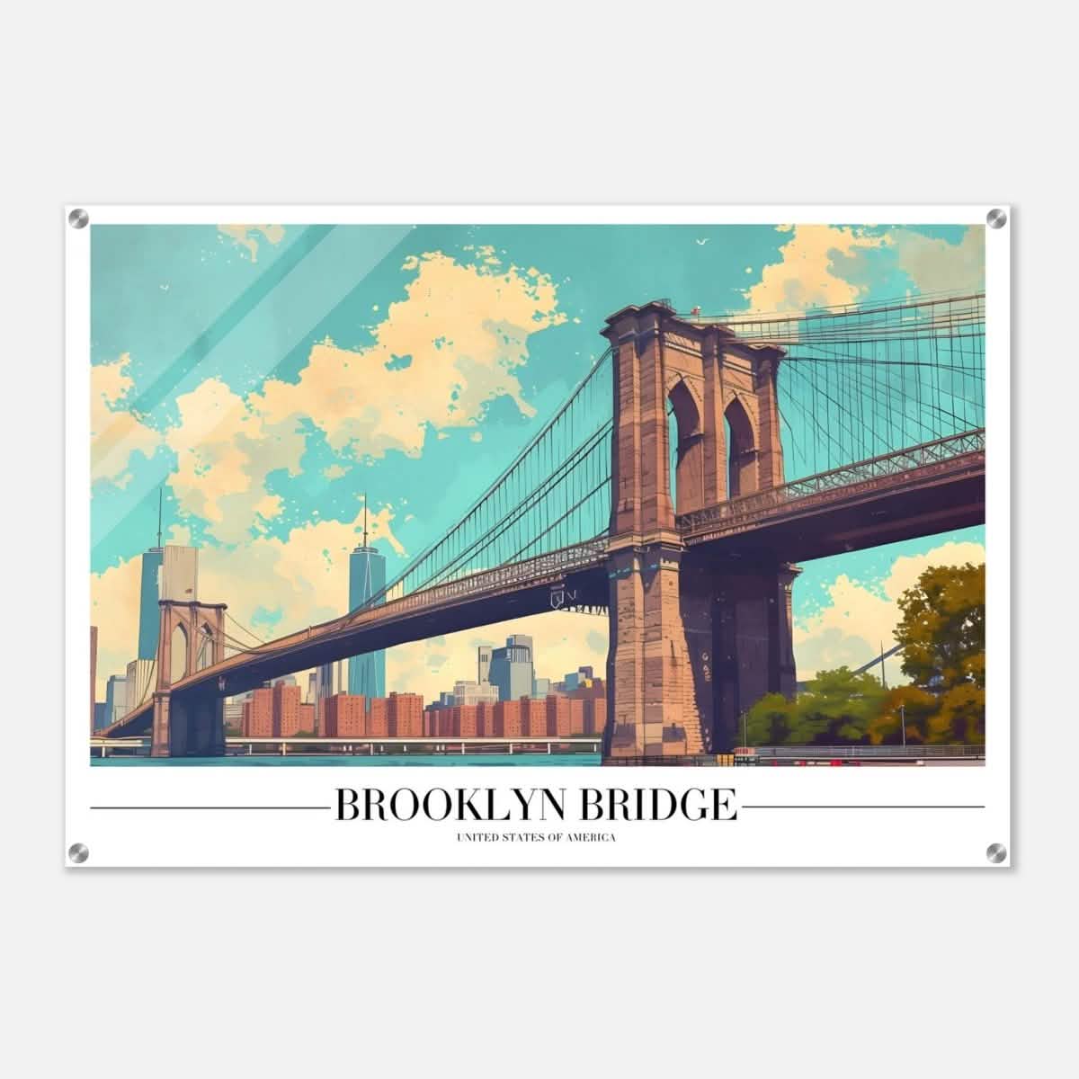 Da Vinci Travel Collection wall art print | Brooklyn Bridge | New York City USA - Acrylic Print - 70x100 cm / 28x40″ -