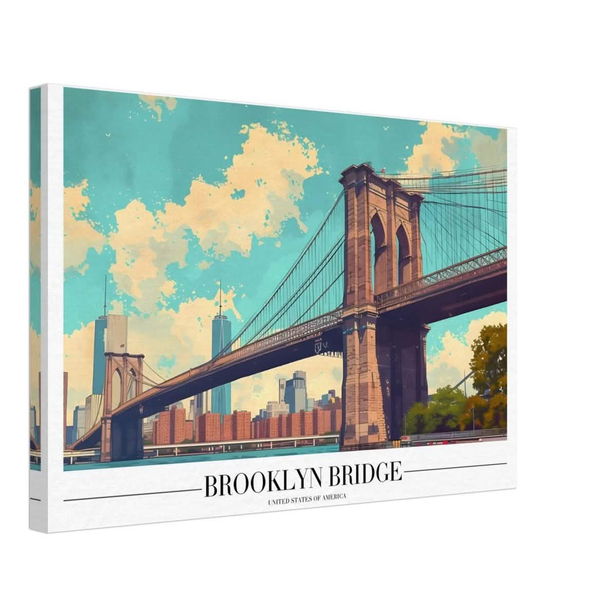 Da Vinci Travel Collection wall art print | Brooklyn Bridge | New York City USA - Canvas - 40x60 cm / 16x24″ - Thick