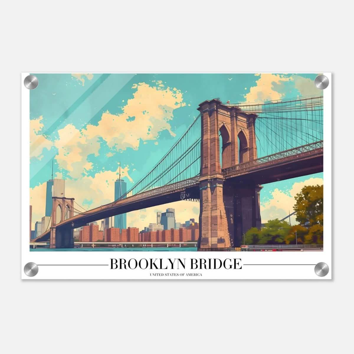 Da Vinci Travel Collection wall art print | Brooklyn Bridge | New York City USA - Acrylic Print - 30x45 cm / 12x18″ -