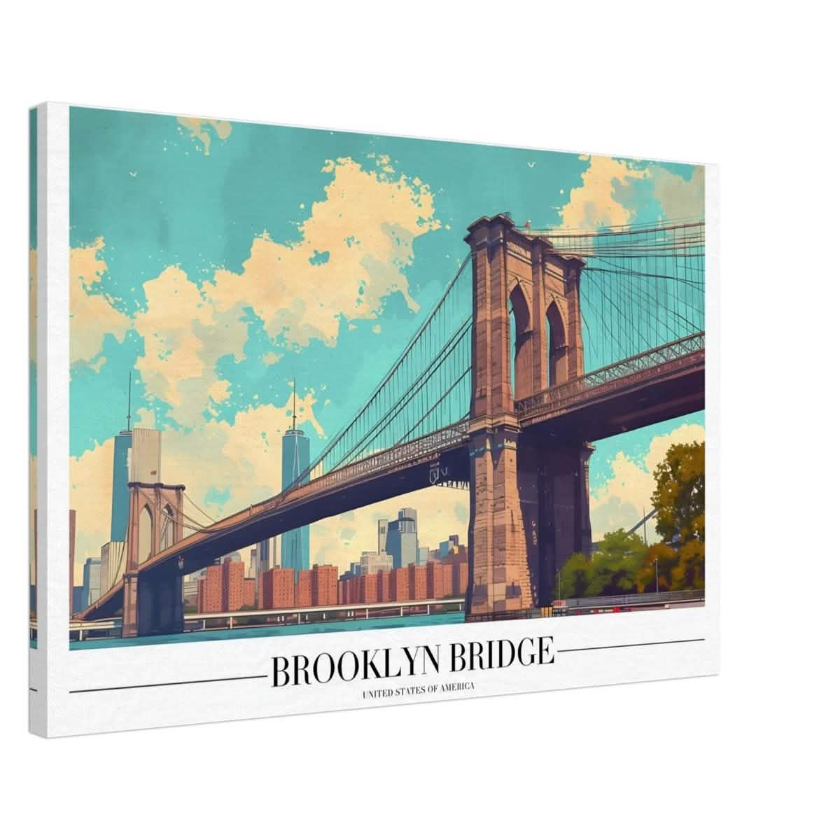 Da Vinci Travel Collection wall art print | Brooklyn Bridge | New York City USA - Canvas - 50x75 cm / 20x30″ - Slim