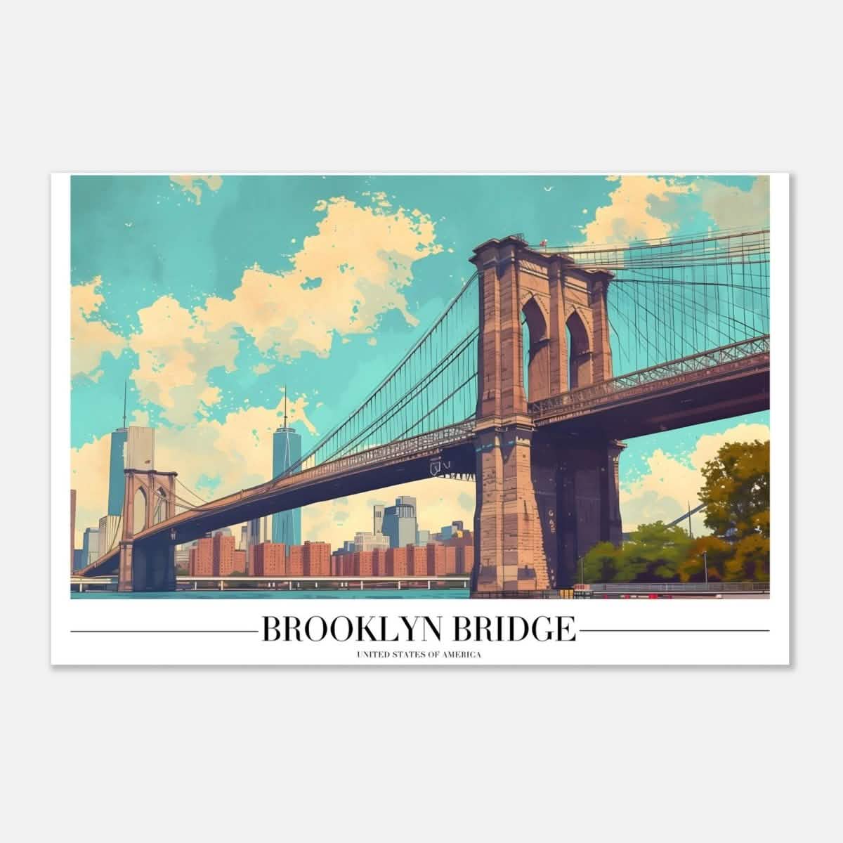 Da Vinci Travel Collection wall art print | Brooklyn Bridge | New York City USA - Aluminum Print - 40x60 cm / 16x24″ -
