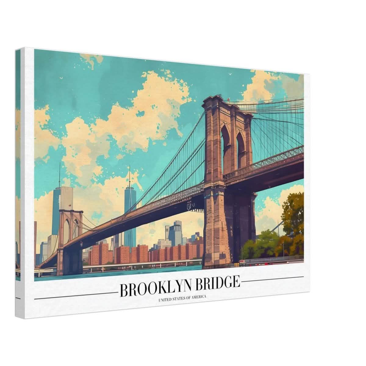 Da Vinci Travel Collection wall art print | Brooklyn Bridge | New York City USA - Canvas - 40x60 cm / 16x24″ - Slim