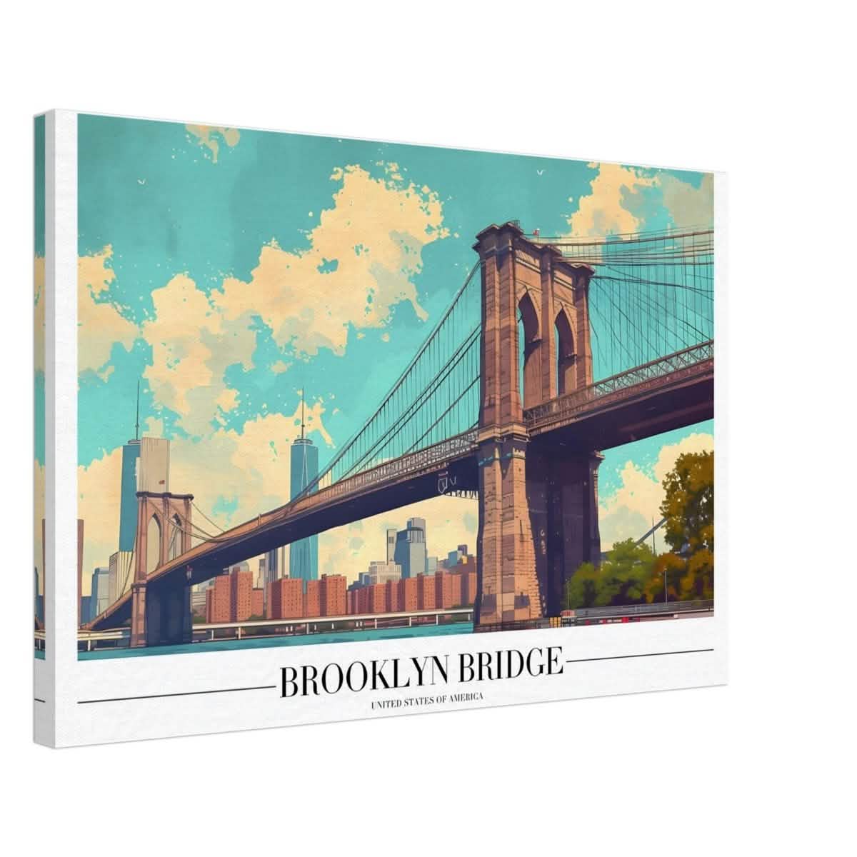 Da Vinci Travel Collection wall art print | Brooklyn Bridge | New York City USA - Canvas - 50x75 cm / 20x30″ - Thick