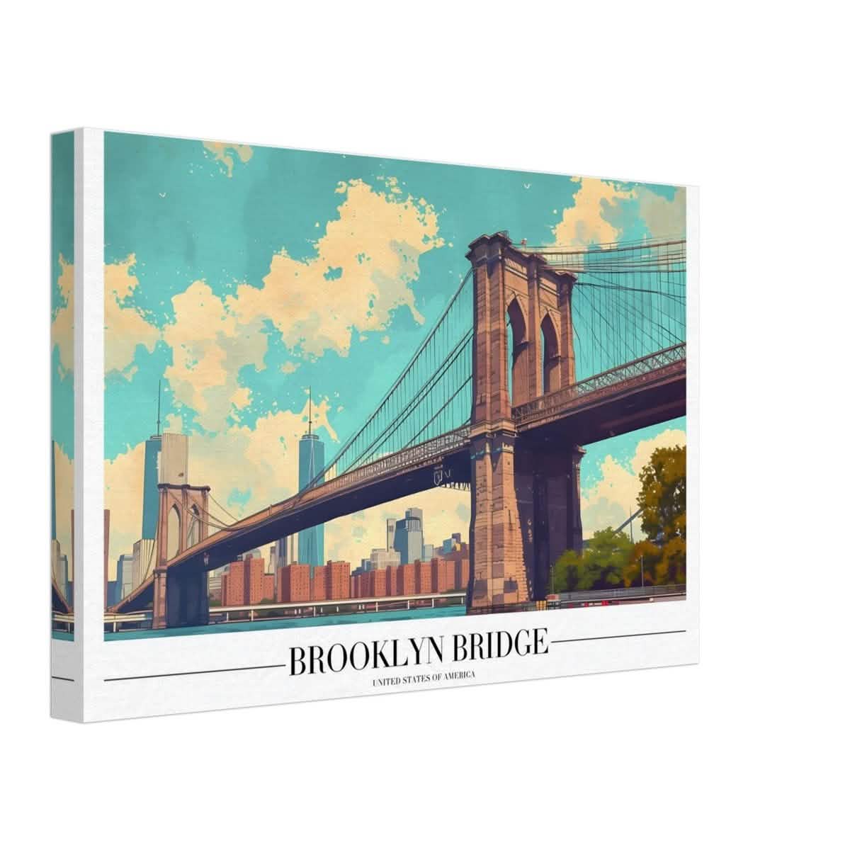 Da Vinci Travel Collection wall art print | Brooklyn Bridge | New York City USA - Canvas - 30x45 cm / 12x18″ - Thick