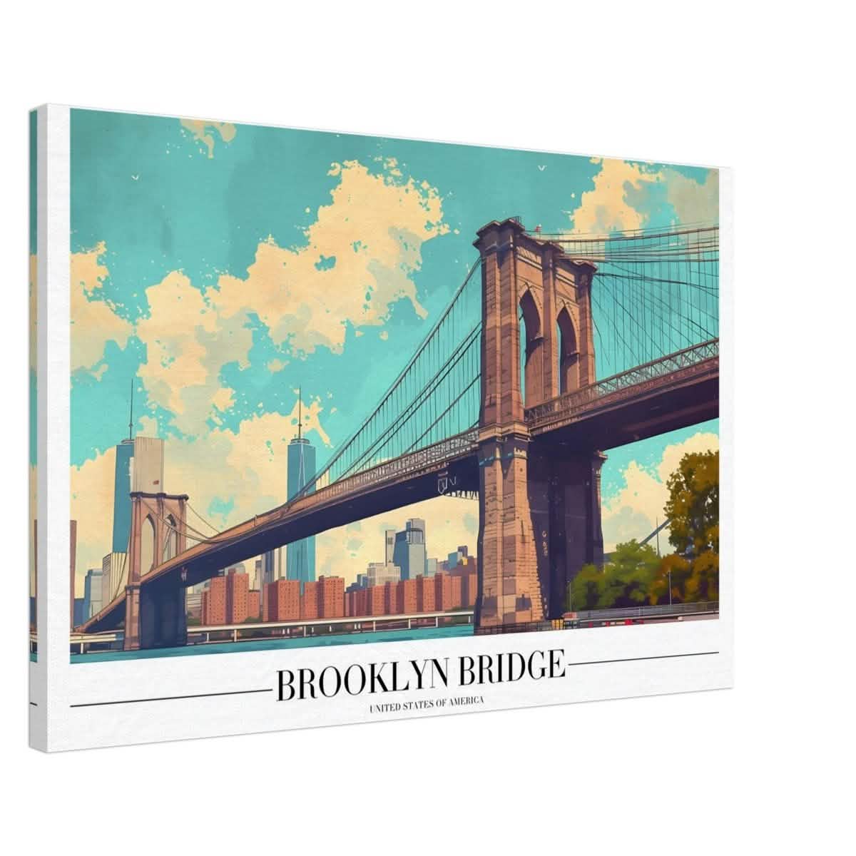 Da Vinci Travel Collection wall art print | Brooklyn Bridge | New York City USA - Canvas - 60x90 cm / 24x36″ - Thick