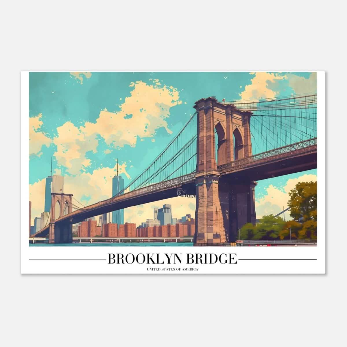 Da Vinci Travel Collection wall art print | Brooklyn Bridge | New York City USA - Aluminum Print - 60x90 cm / 24x36″ -