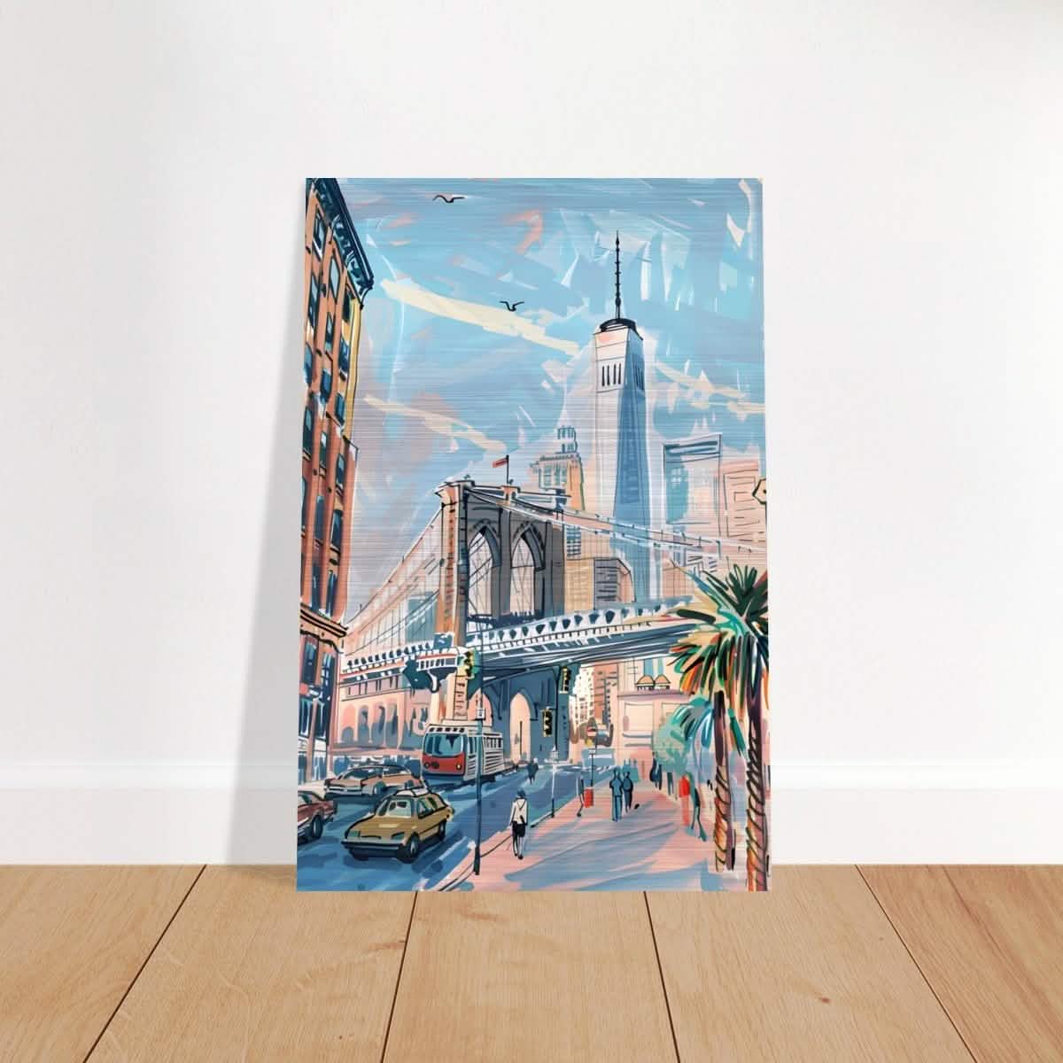 Da Vinci Travel Collection wall art print | Brooklyn Bridge New York | USA - Brushed Aluminum Print - 40x60 cm / 16x24″ -