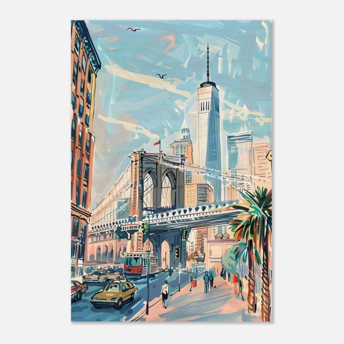Da Vinci Travel Collection wall art print | Brooklyn Bridge New York | USA - Wood Prints - 60x90 cm / 24x36″ - 20 mm