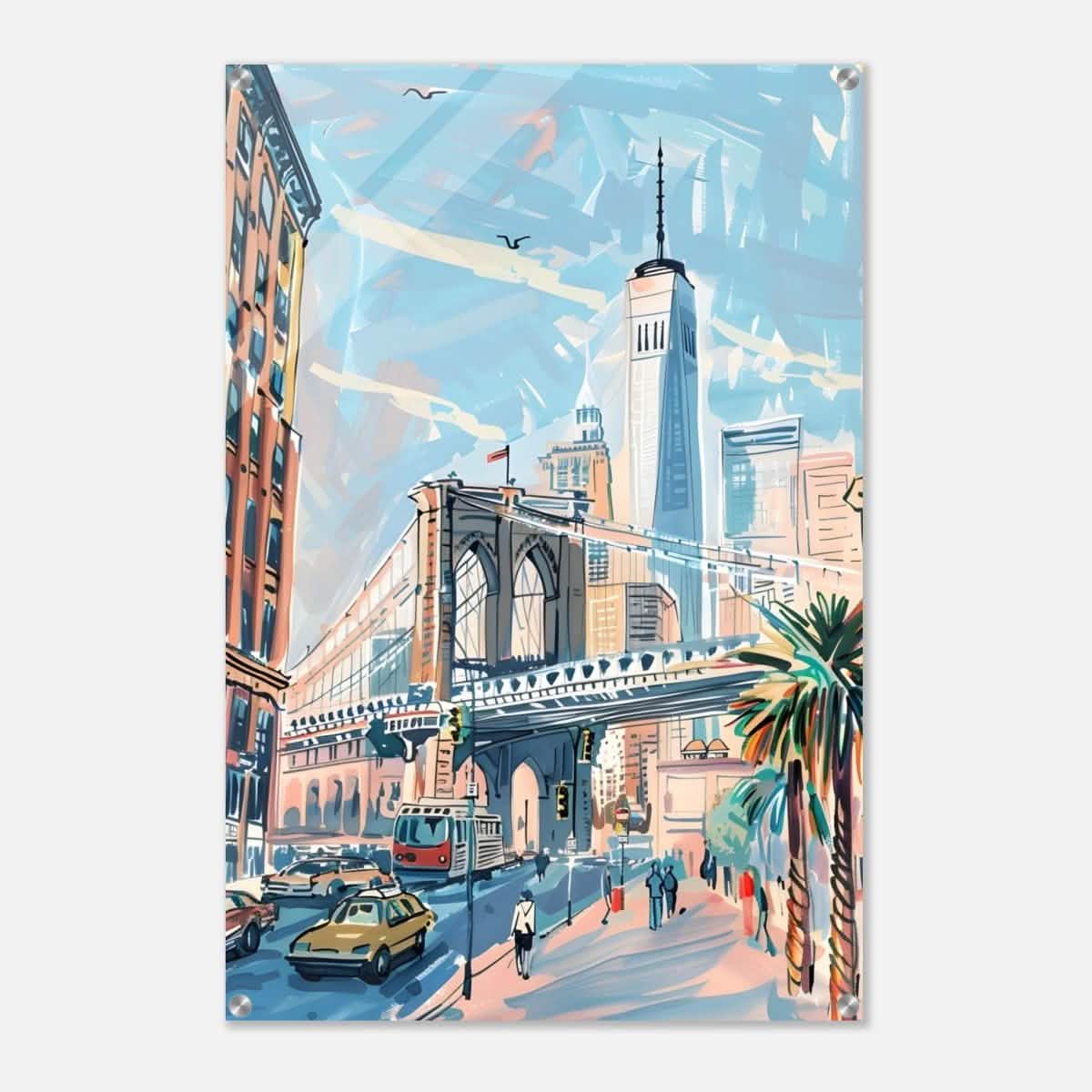 Da Vinci Travel Collection wall art print | Brooklyn Bridge New York | USA - Acrylic Print - 60x90 cm / 24x36″ -