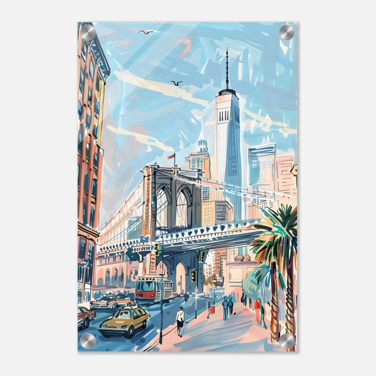 Da Vinci Travel Collection wall art print | Brooklyn Bridge New York | USA - Acrylic Print - 30x45 cm / 12x18″ -