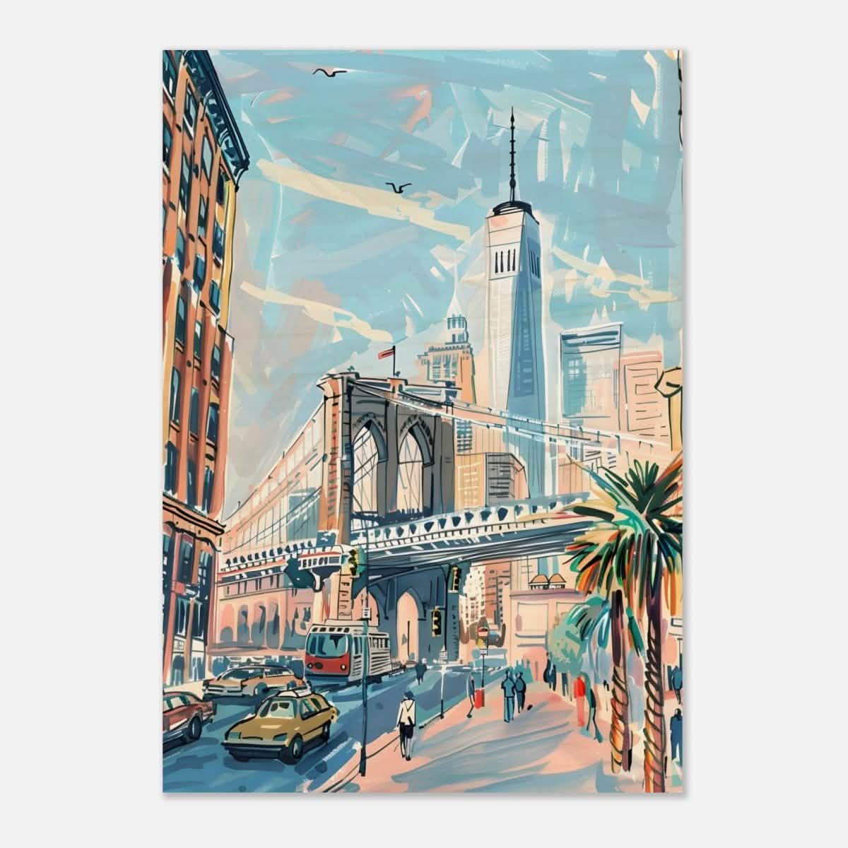 Da Vinci Travel Collection wall art print | Brooklyn Bridge New York | USA - Wood Prints - 70x100 cm / 28x40″ - 10 mm