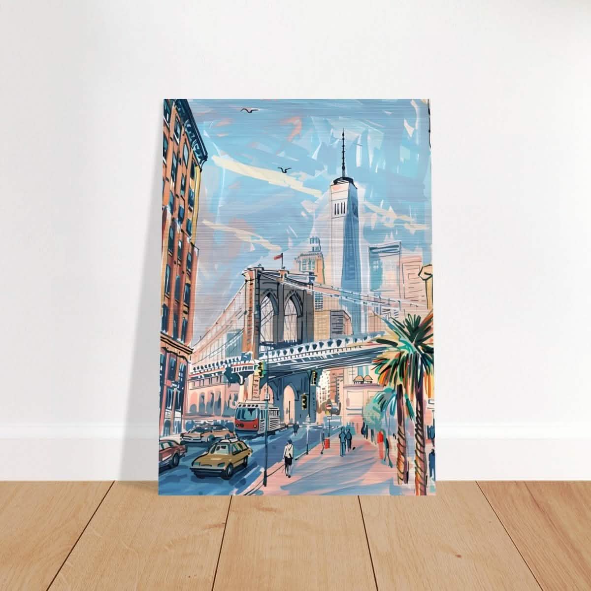 Da Vinci Travel Collection wall art print | Brooklyn Bridge New York | USA - Brushed Aluminum Print - 70x100 cm / 28x40″ -