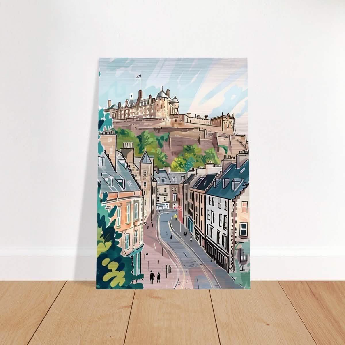 Da Vinci Travel Collection wall art print | Edinburgh Scotland - Brushed Aluminum Print - 40x60 cm / 16x24″ -