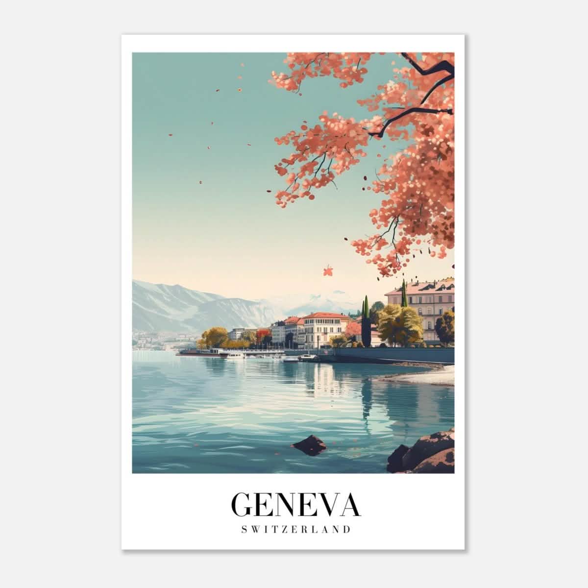 Da Vinci Travel Collection wall art print | Geneva Switzerland - Aluminum Print - 40x60 cm / 16x24″ -