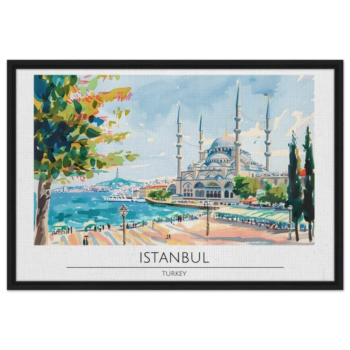 Da Vinci Travel Collection wall art print | Istanbul Turkey - Framed Canvas - 60x90 cm / 24x36″ - Black frame