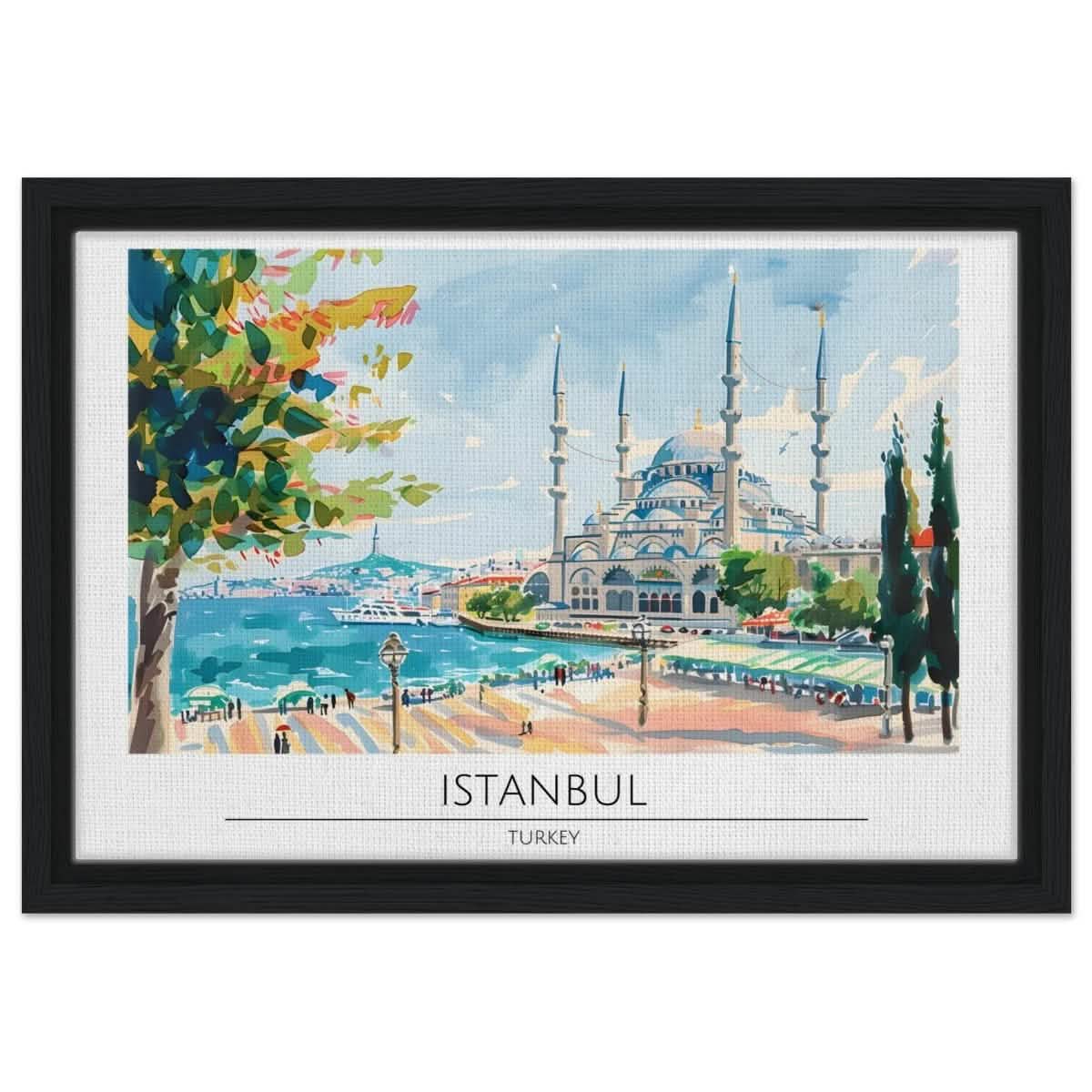 Da Vinci Travel Collection wall art print | Istanbul Turkey - Framed Canvas - 30x45 cm / 12x18″ - Black frame