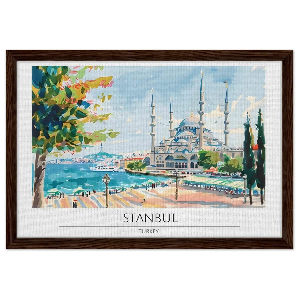 Da Vinci Travel Collection wall art print | Istanbul Turkey - Framed Canvas - 40x60 cm / 16x24″ - Dark wood frame