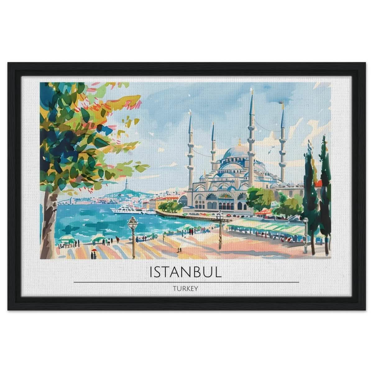 Da Vinci Travel Collection wall art print | Istanbul Turkey - Framed Canvas - 40x60 cm / 16x24″ - Black frame