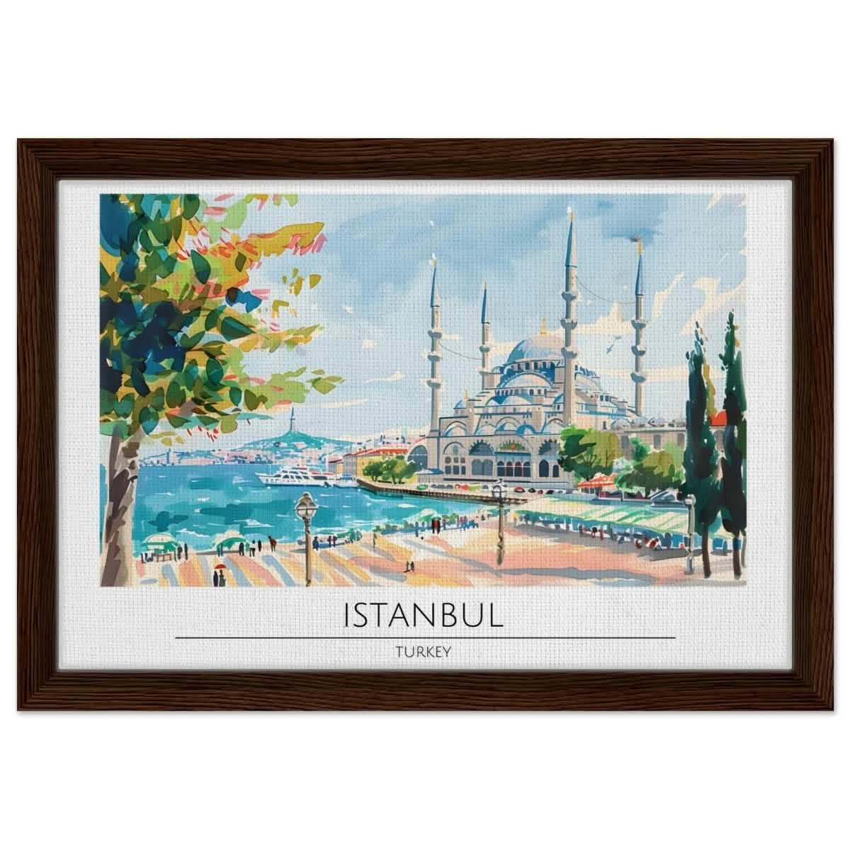 Da Vinci Travel Collection wall art print | Istanbul Turkey - Framed Canvas - 30x45 cm / 12x18″ - Dark wood frame