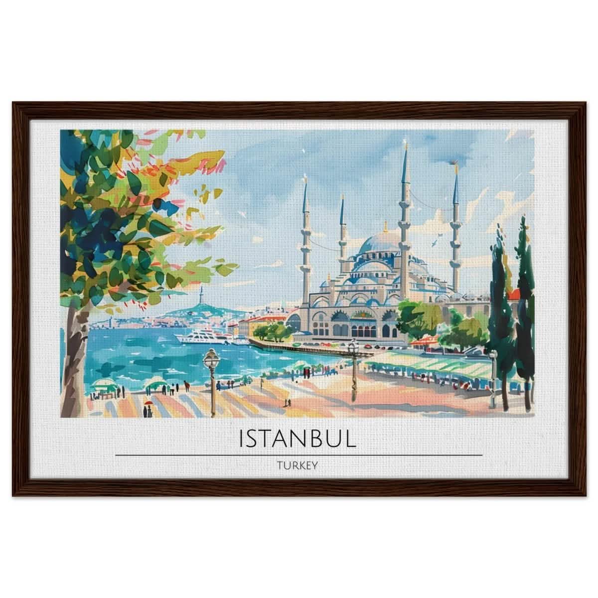 Da Vinci Travel Collection wall art print | Istanbul Turkey - Framed Canvas - 50x75 cm / 20x30″ - Dark wood frame