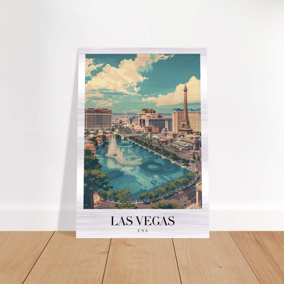 Da Vinci Travel Collection wall art print | Las Vegas USA - Brushed Aluminum Print - 70x100 cm / 28x40″ -