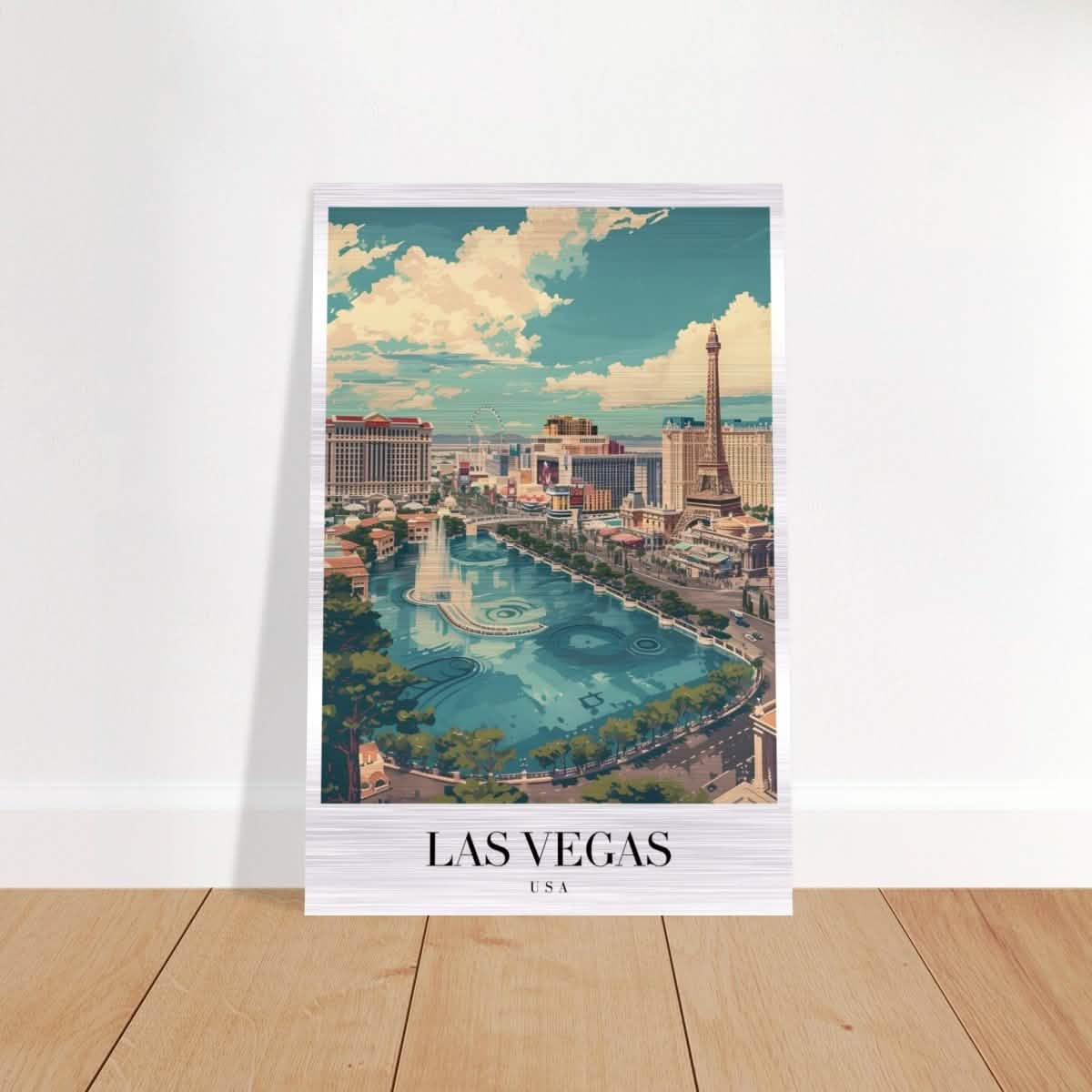 Da Vinci Travel Collection wall art print | Las Vegas USA - Brushed Aluminum Print - 40x60 cm / 16x24″ -