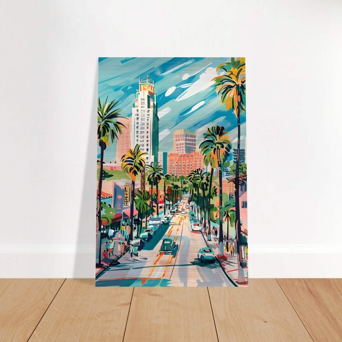 Da Vinci Travel Collection wall art print | Los Angeles USA - Brushed Aluminum Print - 40x60 cm / 16x24″ -