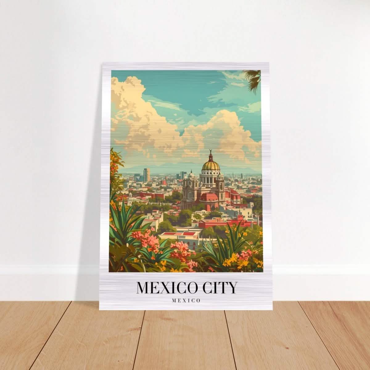 Da Vinci Travel Collection wall art print | Mexico City Mexico - Brushed Aluminum Print - 70x100 cm / 28x40″ -