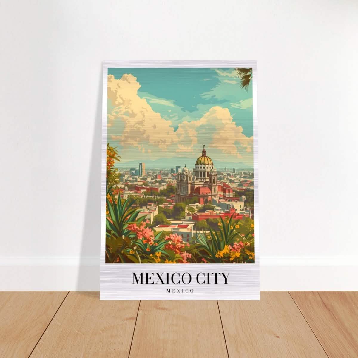 Da Vinci Travel Collection wall art print | Mexico City Mexico - Brushed Aluminum Print - 40x60 cm / 16x24″ -