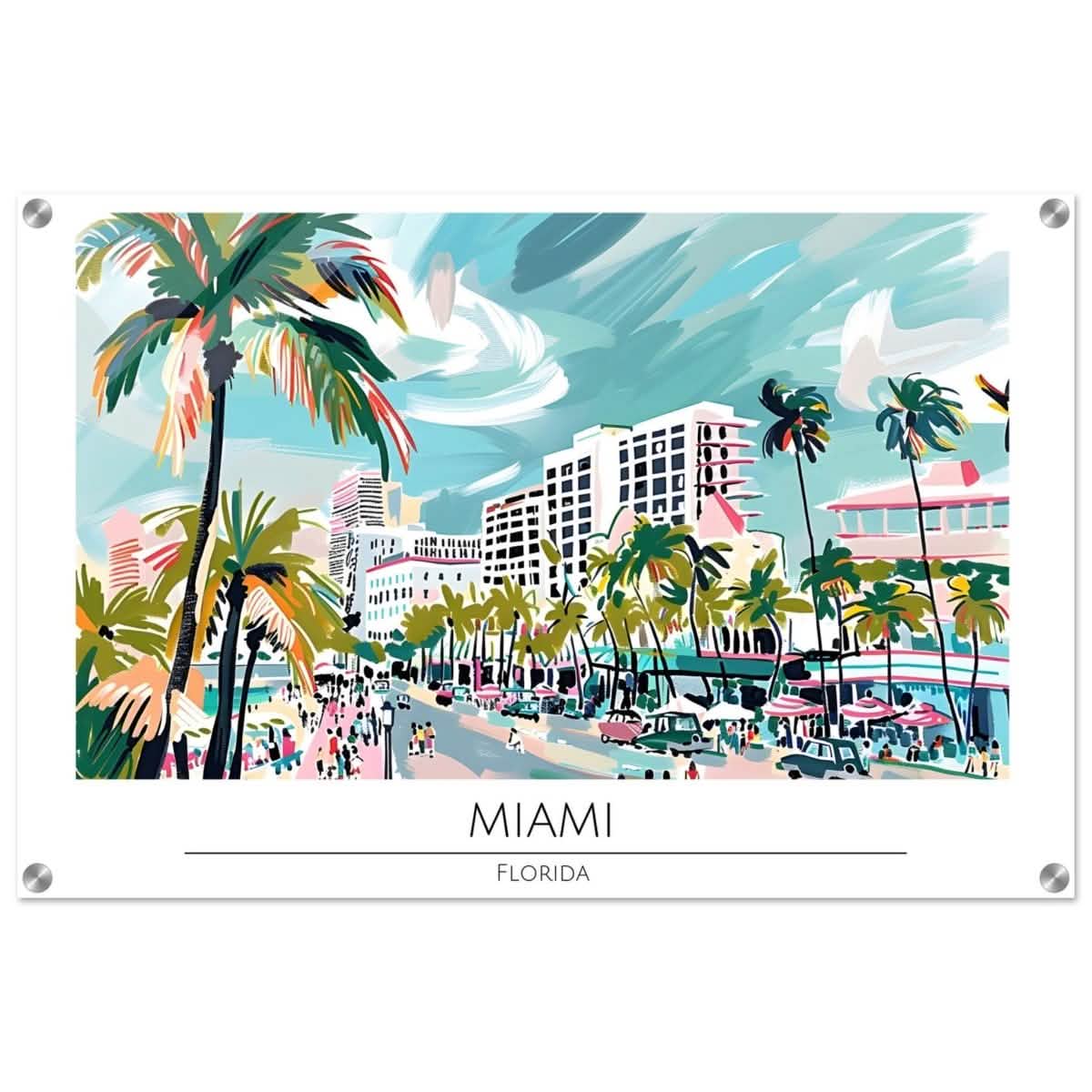 Da Vinci Travel Collection wall art print | Miami Florida - Acrylic Print - 50x75 cm / 20x30″ -